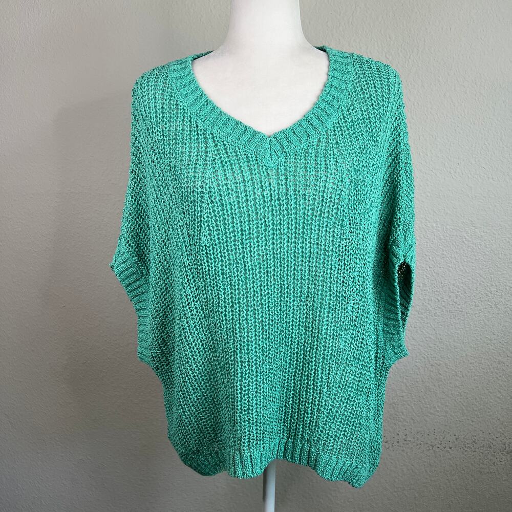 Tommy Bahama Green Dolman Knit Top Women's M Beachy Boho Coastal Grandma